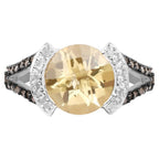 Citrine Ring With Champagne Diamonds 3.58 Carats Sterling Silver