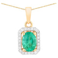 Zambian Emerald Pendant With Diamonds 0.8 Carats 10K Yellow Gold