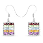 Natural Mixed Gemstones Cluster Earrings 4.22 Carats Sterling Silver