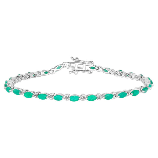 Zambian Emerald Link Bracelet 3.23 Carats Sterling Silver