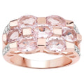 Morganite Ring With Diamonds 2.6 Carats Gold Plated Silver