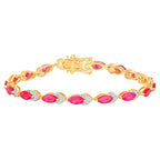 Ruby Bracelet With Diamonds 6.76 Carats 14K Yellow Gold