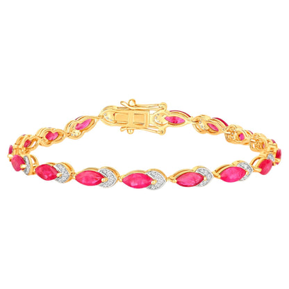 Ruby Bracelet With Diamonds 6.76 Carats 14K Yellow Gold