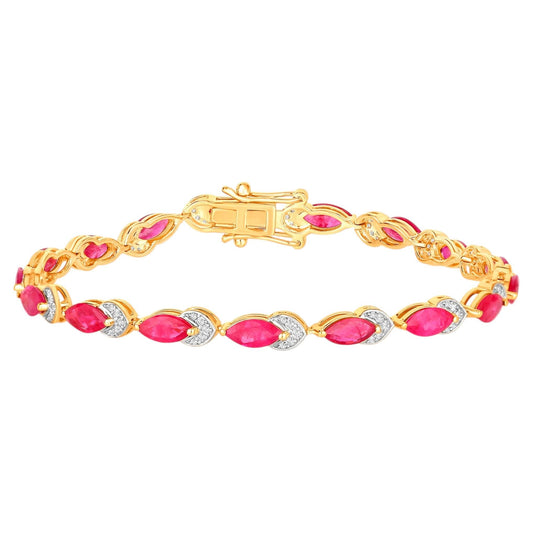 Ruby Bracelet With Diamonds 6.76 Carats 14K Yellow Gold