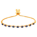 Blue Sapphire Bracelet With Diamonds 1.8 Carats Gold Plated Silver
