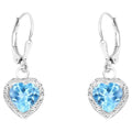 Swiss Blue Topaz Hearts Dangle Earrings 4.2 Carats