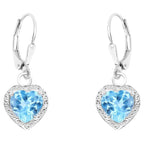 Swiss Blue Topaz Hearts Dangle Earrings 4.2 Carats