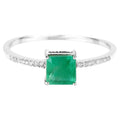 Zambian Emerald Ring With Diamonds 0.6 Carats 14K White Gold