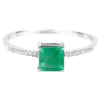 Zambian Emerald Ring With Diamonds 0.6 Carats 14K White Gold