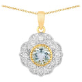 Aquamarine Pendant With White Topaz 0.92 Carats Gold Plated Silver