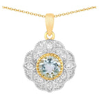 Aquamarine Pendant With White Topaz 0.92 Carats Gold Plated Silver