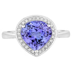Tanzanite Heart Ring With Diamonds 2.36 Carats 14K White Gold