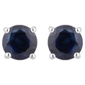 Blue Sapphire Stud Earrings 1.28 Carats 10K White Gold