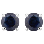 Blue Sapphire Stud Earrings 1.28 Carats 10K White Gold