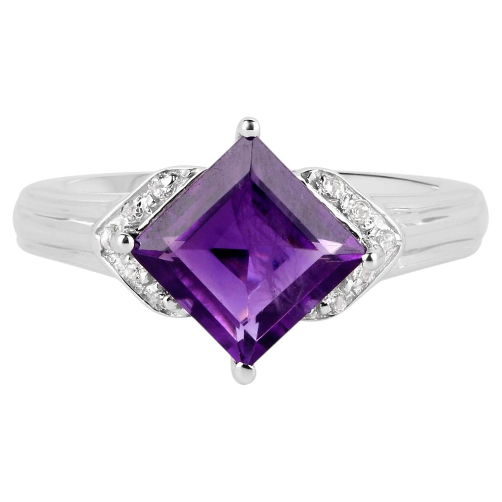 Amethyst Ring With White Topaz 2.52 Carats Sterling Silver