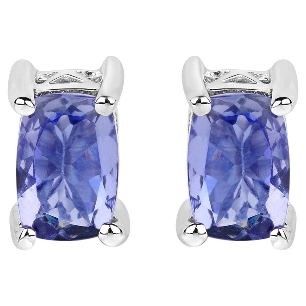 Tanzanite Stud Earrings 1.04 Carats Sterling Silver