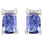 Tanzanite Stud Earrings 1.04 Carats Sterling Silver