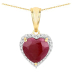 Ruby Heart Pendant With Diamonds 4.44 Carats 14K Yellow Gold