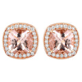 Morganite Stud Earrings With Diamonds 2.68 Carats 14K Rose Gold