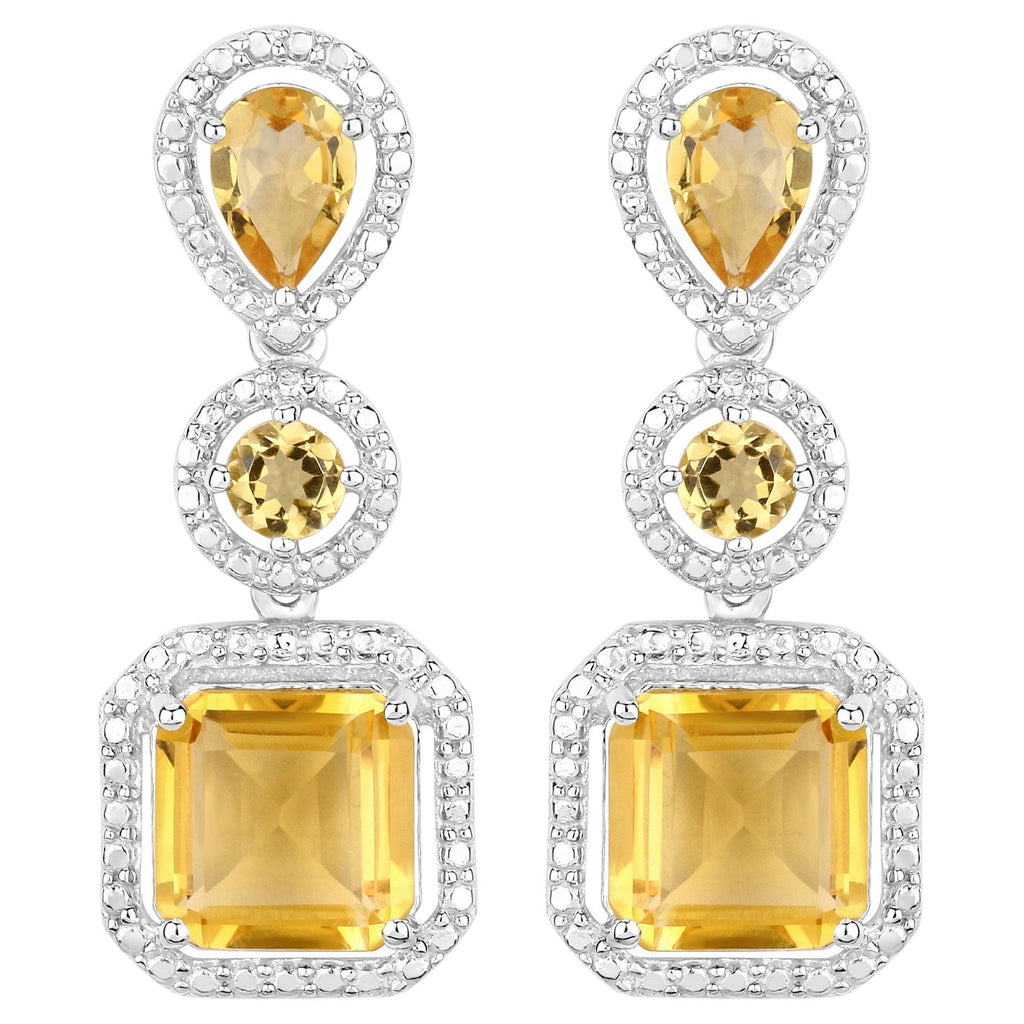 Natural Citrine Dangle Earrings 7.5 Carats Total