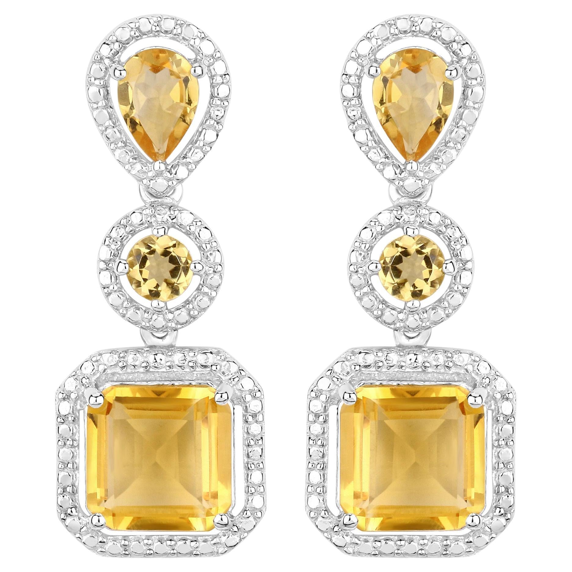 Natural Citrine Dangle Earrings 7.5 Carats Total