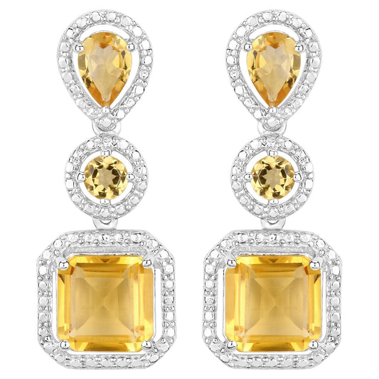 Natural Citrine Dangle Earrings 7.5 Carats Total