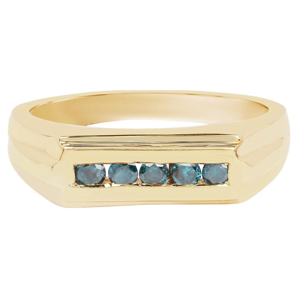 Blue Diamond Ring 0.24 Carats Gold Plated Silver