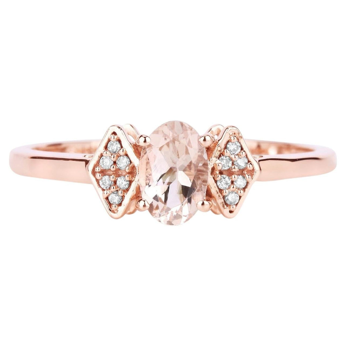 Morganite Ring With Diamonds 0.44 Carats 14K Rose Gold