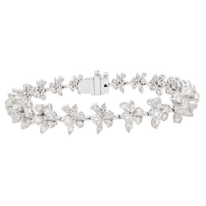 Important Mix Cut Diamond Bracelet Pear Marquise Round 6.4 Carats 18K Gold