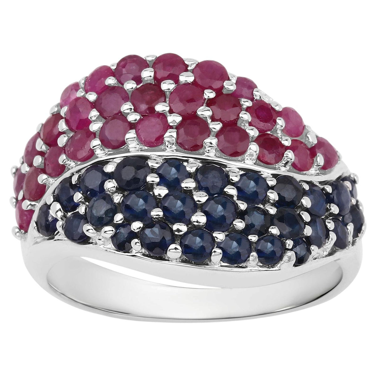 Ruby Ring With Blue Sapphire 2.12 Carats Sterling Silver