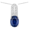 Blue Sapphire Pendant With Diamonds 2.7 Carats 18K White Gold