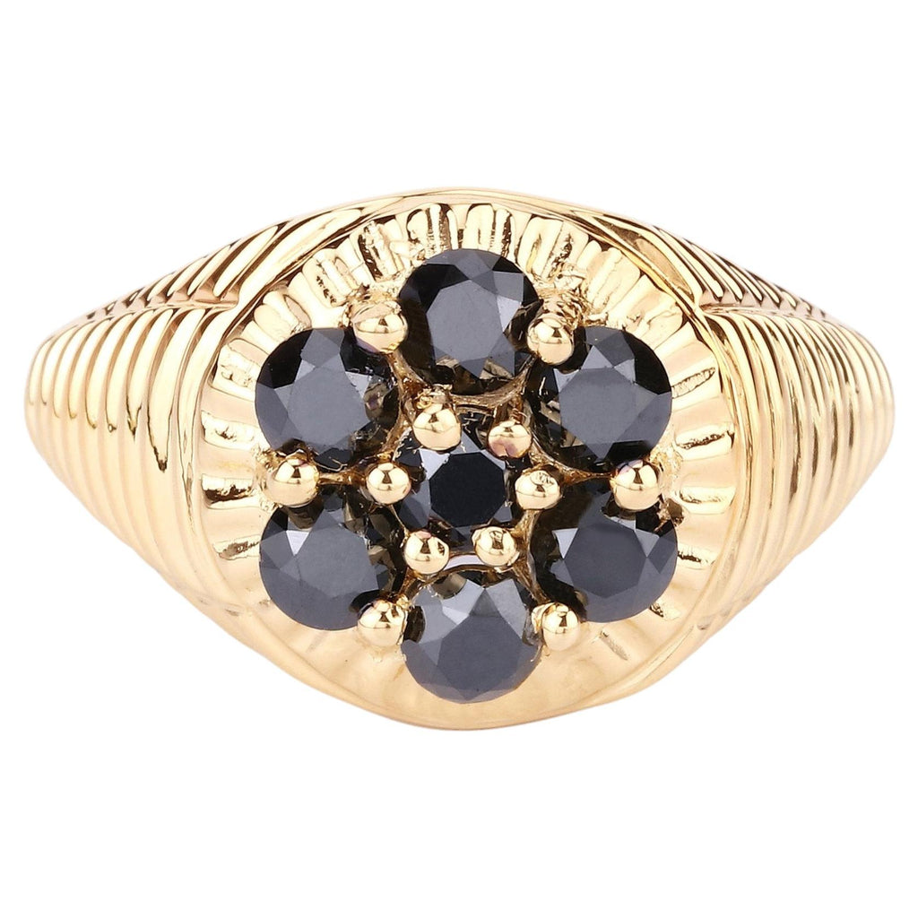 Black Diamond Ring 0.9 Carats Gold Plated Silver