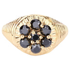 Black Diamond Ring 0.9 Carats Gold Plated Silver
