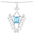 Swiss Blue Topaz Pendant 5.66 Carats Sterling Silver