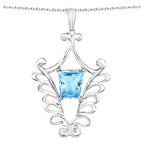 Swiss Blue Topaz Pendant 5.66 Carats Sterling Silver