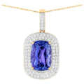Natural Tanzanite Pendant With Diamonds 3.56 Carats 14K Yellow Gold