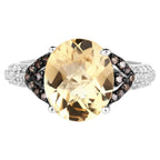 Citrine Ring With Multicolor Diamonds 4.62 Carats Sterling Silver
