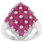 Ruby Ring With White Zircon 3.76 Carats Sterling Silver