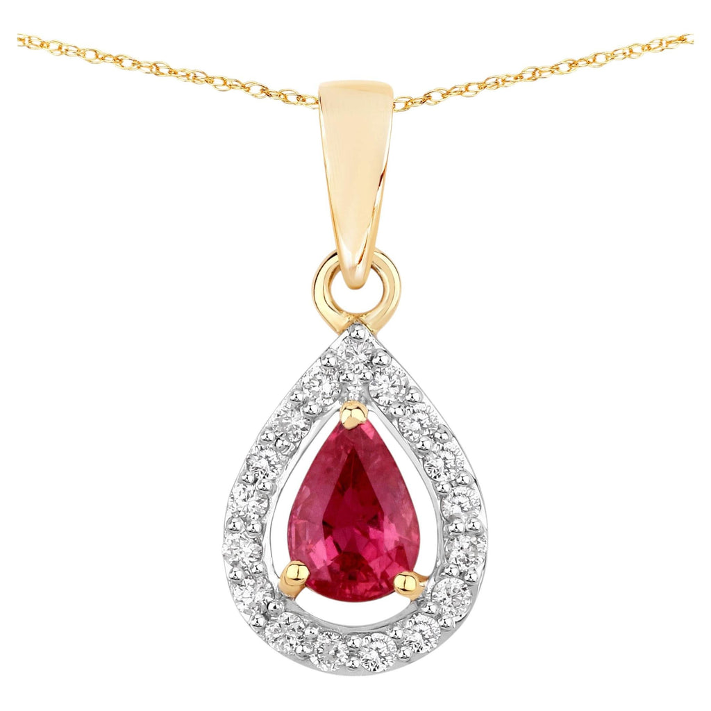 Ruby Pendant With Diamonds 1 Carats 14K Yellow Gold