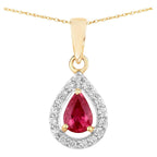 Ruby Pendant With Diamonds 1 Carats 14K Yellow Gold
