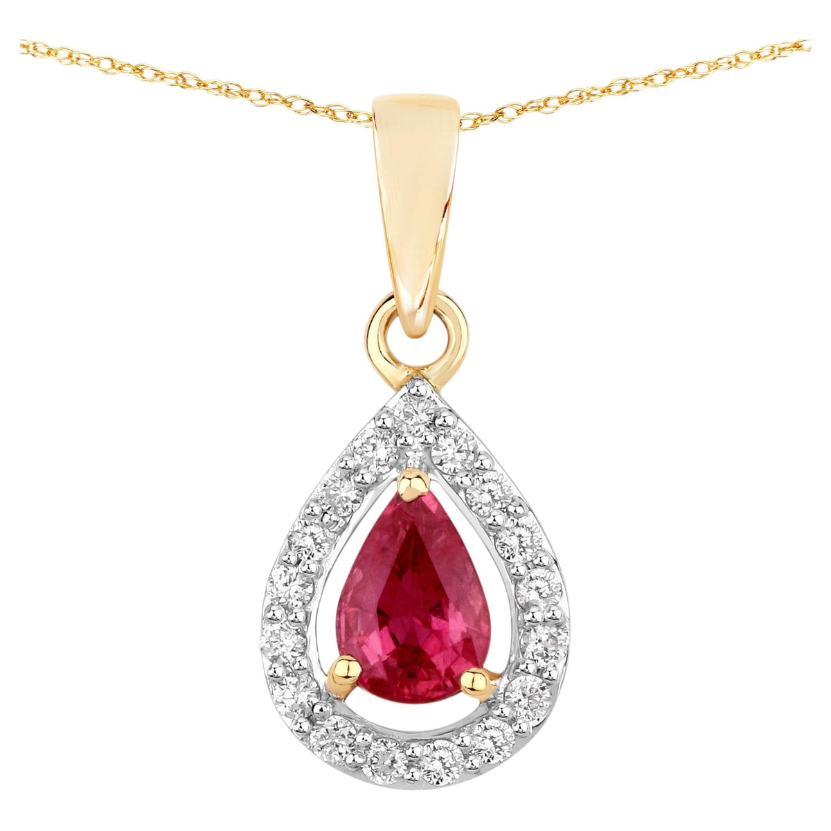 Ruby Pendant With Diamonds 1 Carats 14K Yellow Gold