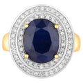 Blue Sapphire Ring With Diamonds 4.78 Carats 14K Yellow Gold