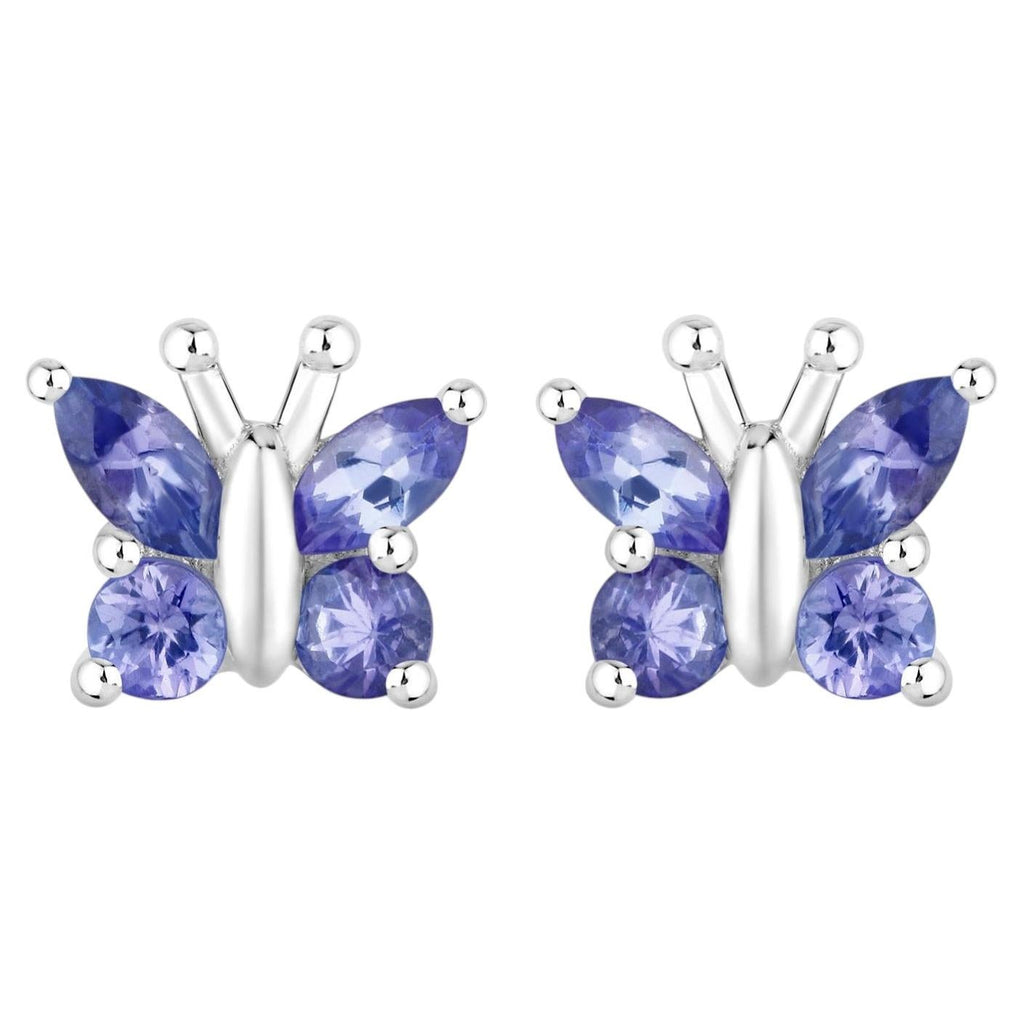 Natural Tanzanite Butterfly Earrings 0.92 Carats Sterling Silver
