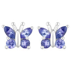 Natural Tanzanite Butterfly Earrings 0.92 Carats Sterling Silver