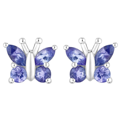 Natural Tanzanite Butterfly Earrings 0.92 Carats Sterling Silver