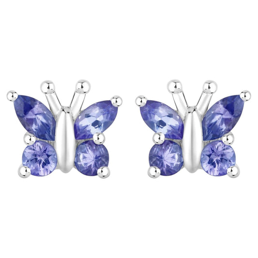 Natural Tanzanite Butterfly Earrings 0.92 Carats Sterling Silver