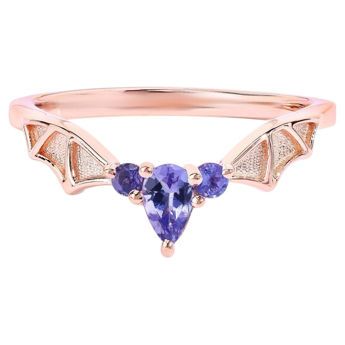 Tanzanite Bat Ring 0.26 Carats Gold Plated Silver