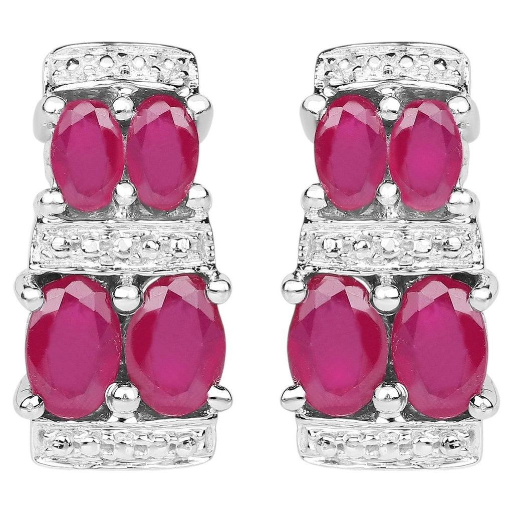 Natural Ruby Earrings 3.18 Carats Sterling Silver