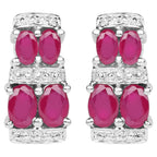Natural Ruby Earrings 3.18 Carats Sterling Silver