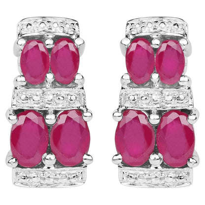 Natural Ruby Earrings 3.18 Carats Sterling Silver